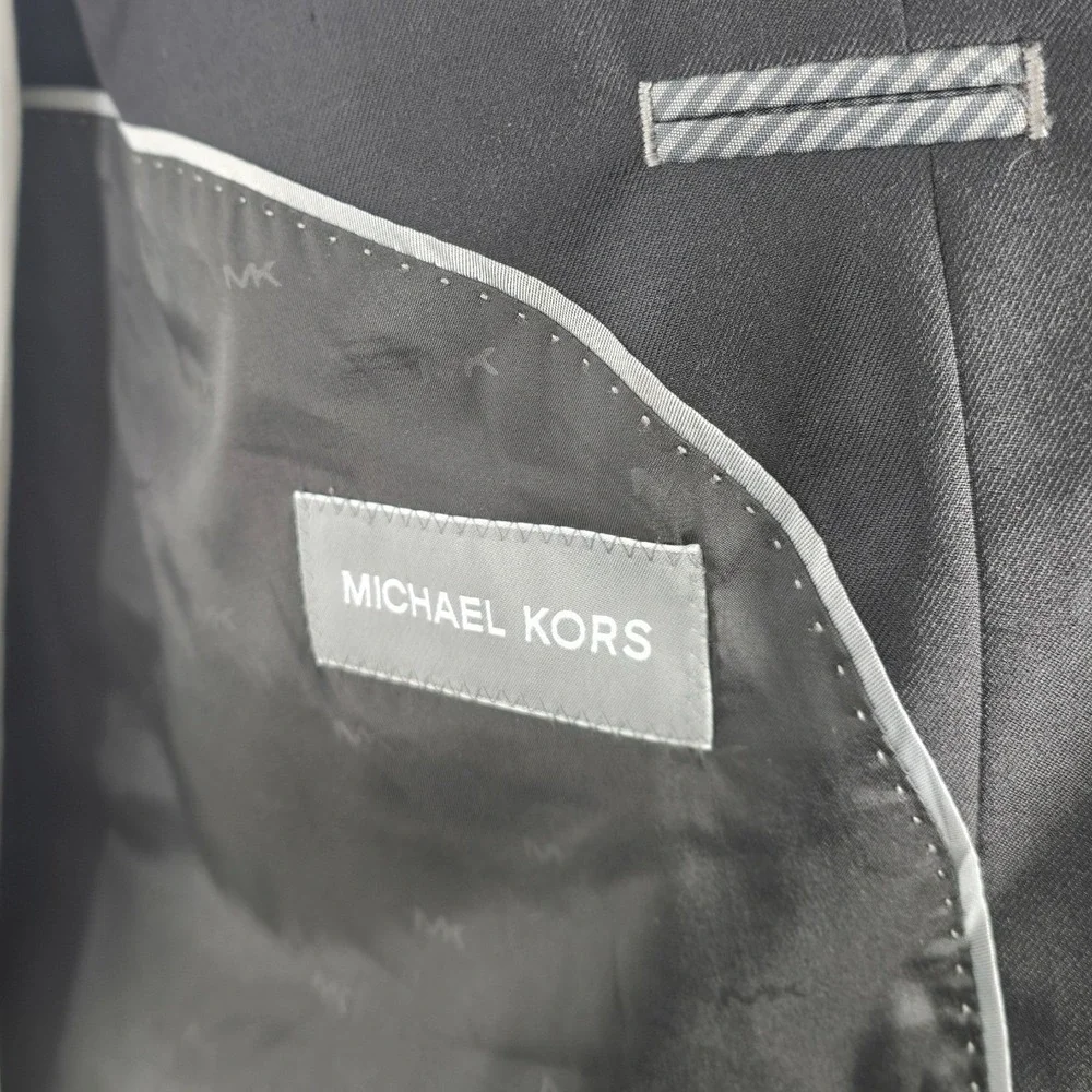Michael Kors Men Sport Coat Kaplan Black 46 Wool Blend Quiet Luxury Polished NWT